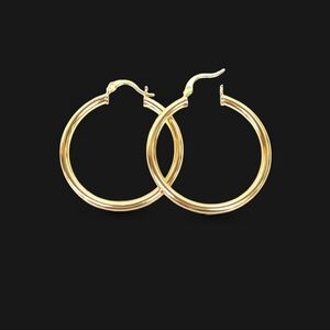 18k Italian Gold Filled Classic Gold Hoop Earrings No Tarnish 40mm